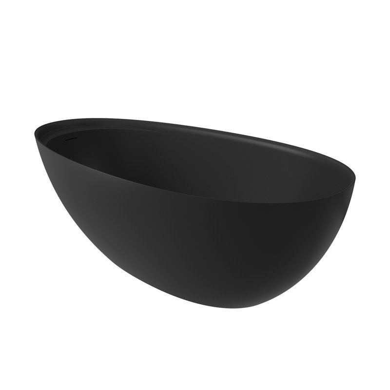 Hudson 67'' Freestanding Soaking Solid Surface Bathtub, Matte Black