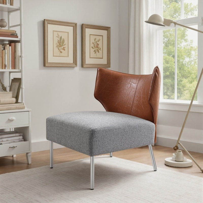 Fauteuil demi-tonneau rembourré 28,15 po avec coussin de dossier amovible, Polyester gris