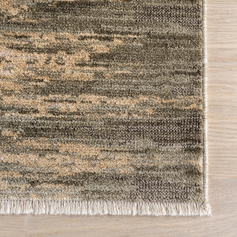 Fiadh Abstract Green and Beige Synthetic Area Rug, 2' x 3'