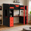 Lit mezzanine en bois pour lit simple avec bureau en U, lumières à DEL intelligentes et ports USB-132515808-132515809