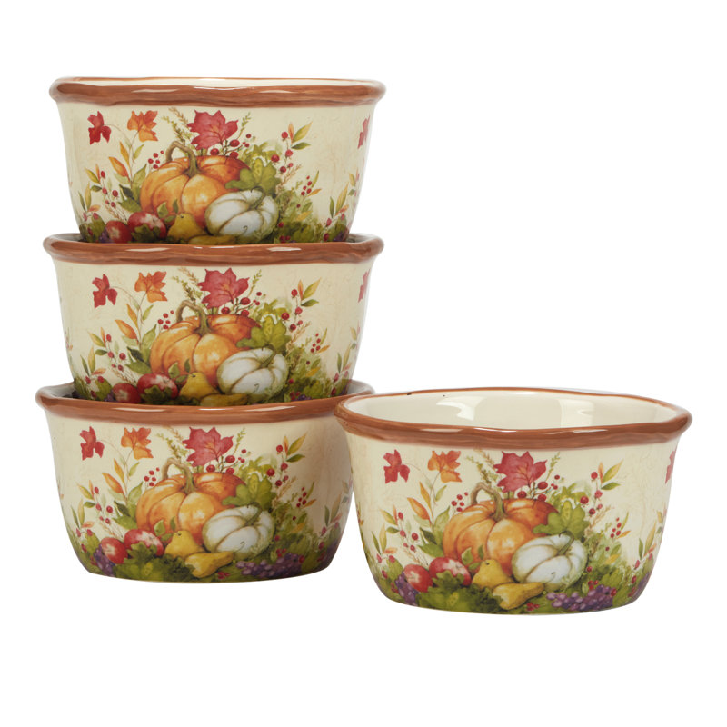 Harvest Blessings Multicolor Ceramic 16-Piece Thanksgiving Dinnerware Set