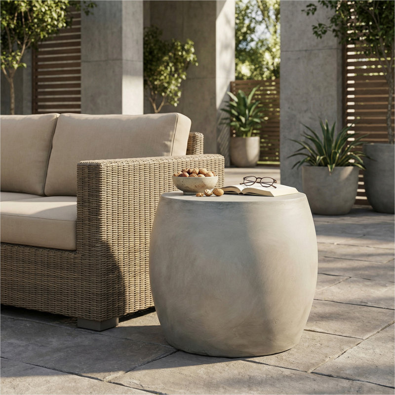 Table d'appoint d'extérieur en béton léger