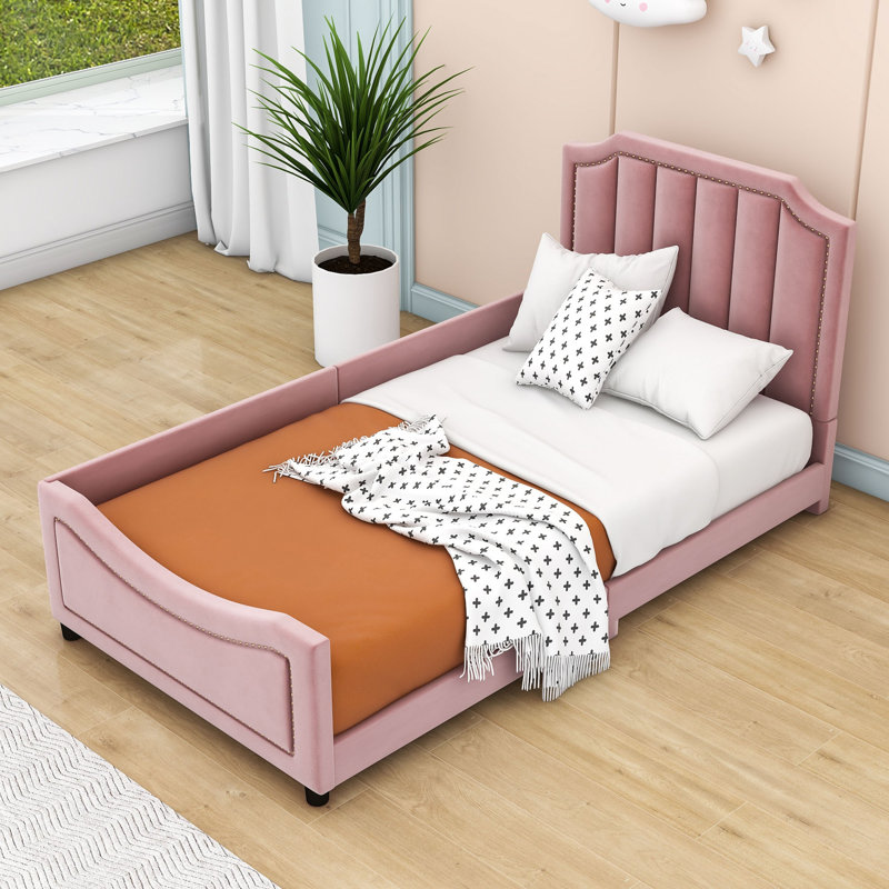 Rylynn Upholstered Platform Bed, Pink