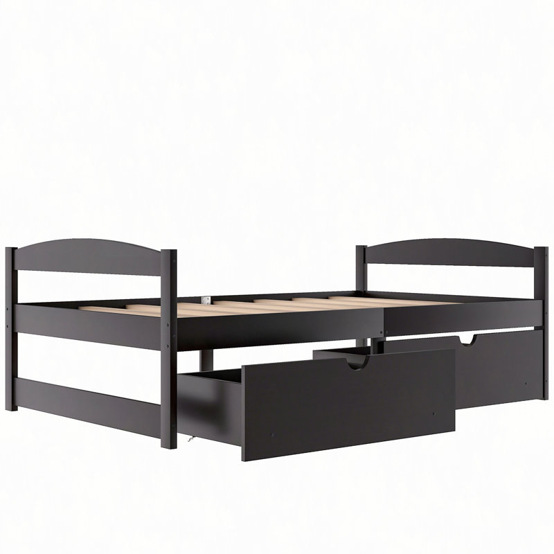 lit plateforme avec deux tiroirs, Espresso