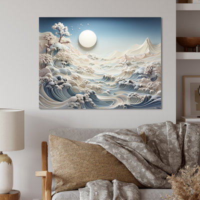 Abstrait Snowy Winter Mountains I - Paysage abstrait en métal, art mural