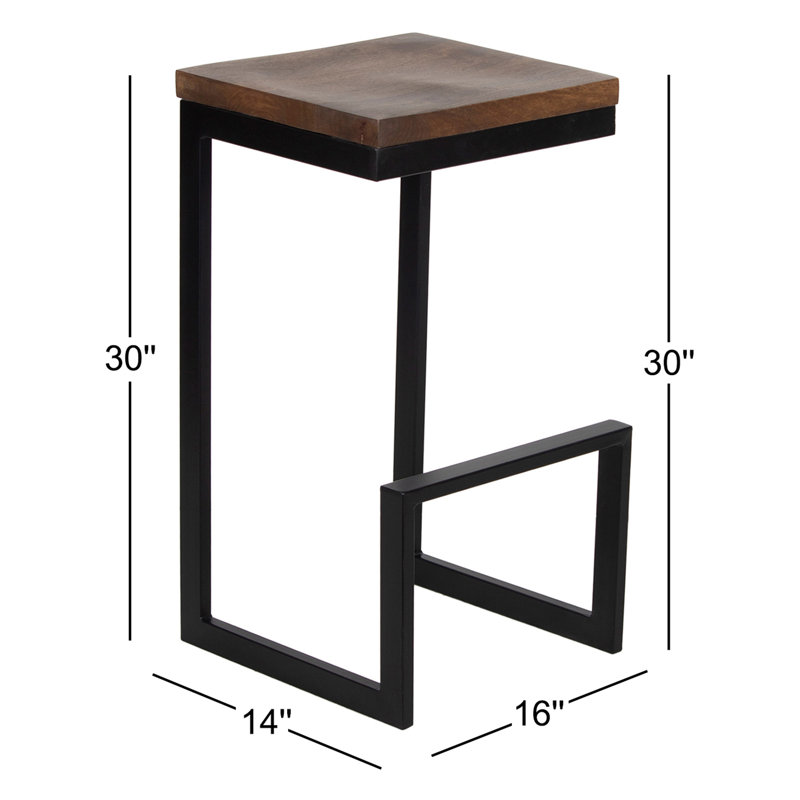 Briyit Counter Stool with Metal Frame, Black, Brown