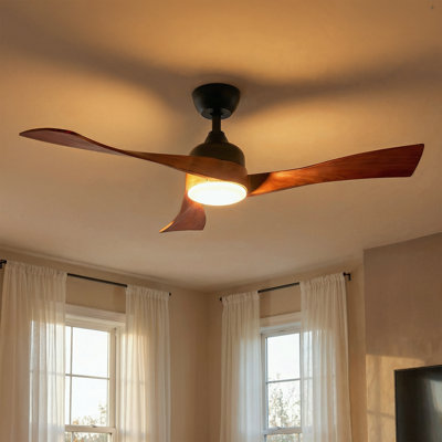 Smart Ceiling Fan With Solid Wood Blades, Reversible Motor, LED Light & App Control, Ultra-Quiet All-Season Fan