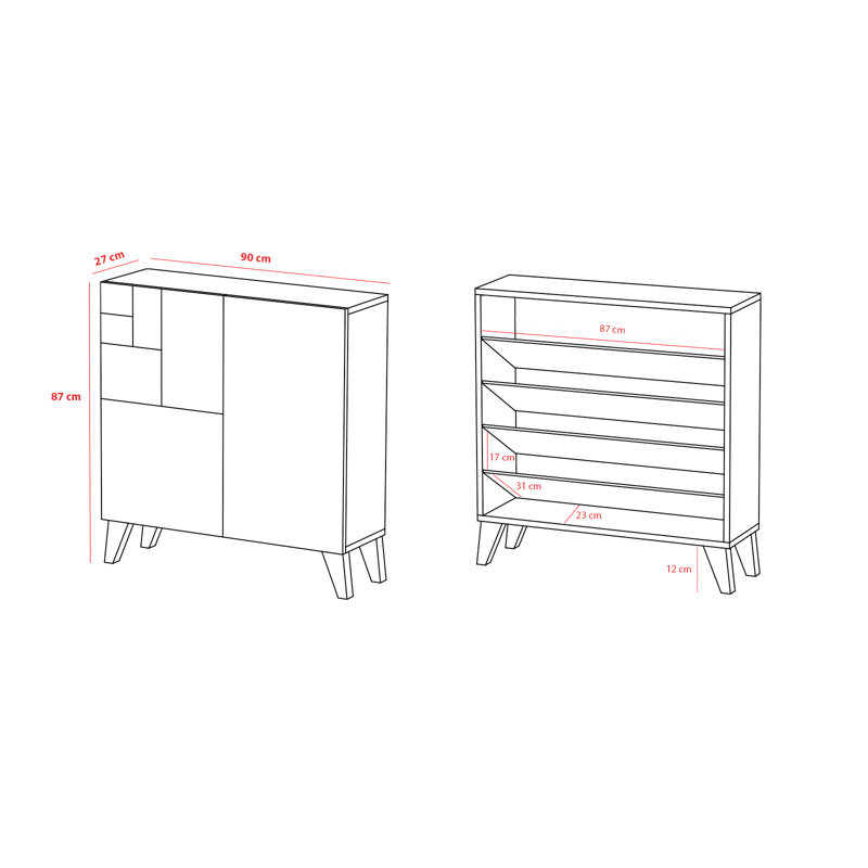 12 Pair Shoe Storage Cabinet, Oak/White