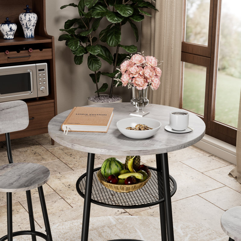Ensemble de 3 tables de bar rondes avec dossier et cloison, petite table de salle à manger pour 2 personnes, table de petit-déjeuner et 2 tabourets pour la cuisine et la salle à manger