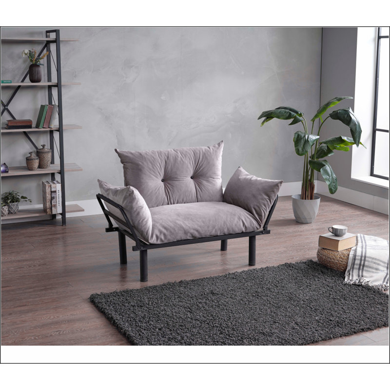 Sona Futon Love Seat, Gray, Brown
