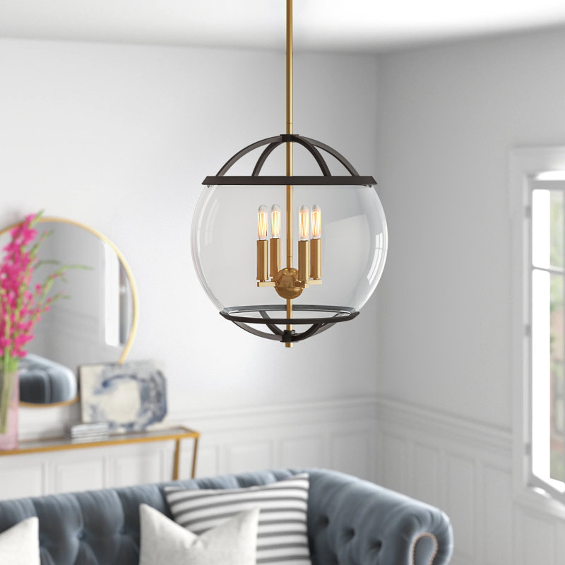 Calvin 4 - Light Unique / Statement Globe Pendant, Black