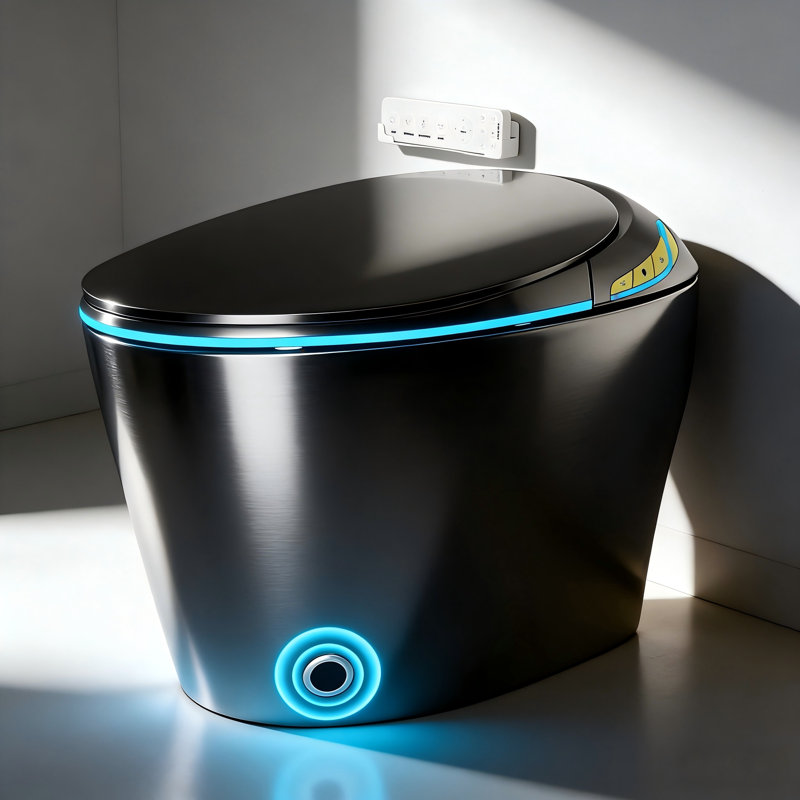 One Piece Smart Toilet With Bidet, Dryer & Auto Open/close Seat, Black