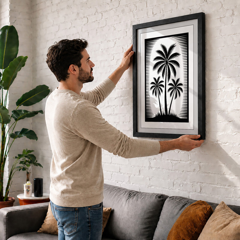 Three Palms Tropical - Print, Unframed, A4 - 29.7 x 21.0 cm