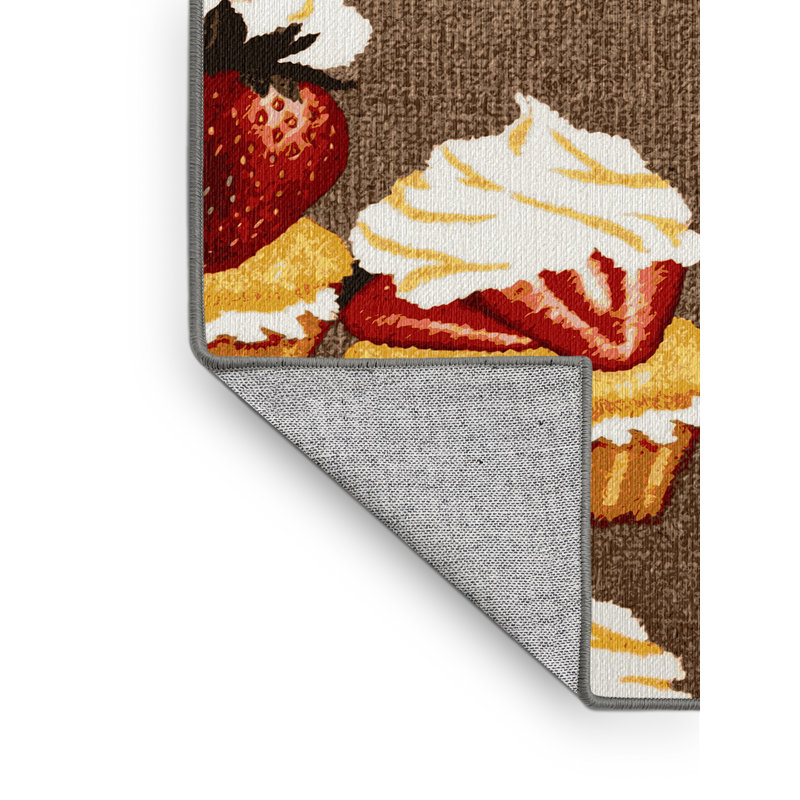  Tapis lavable aux fraises et aux petits gâteaux, Rond 3 pi