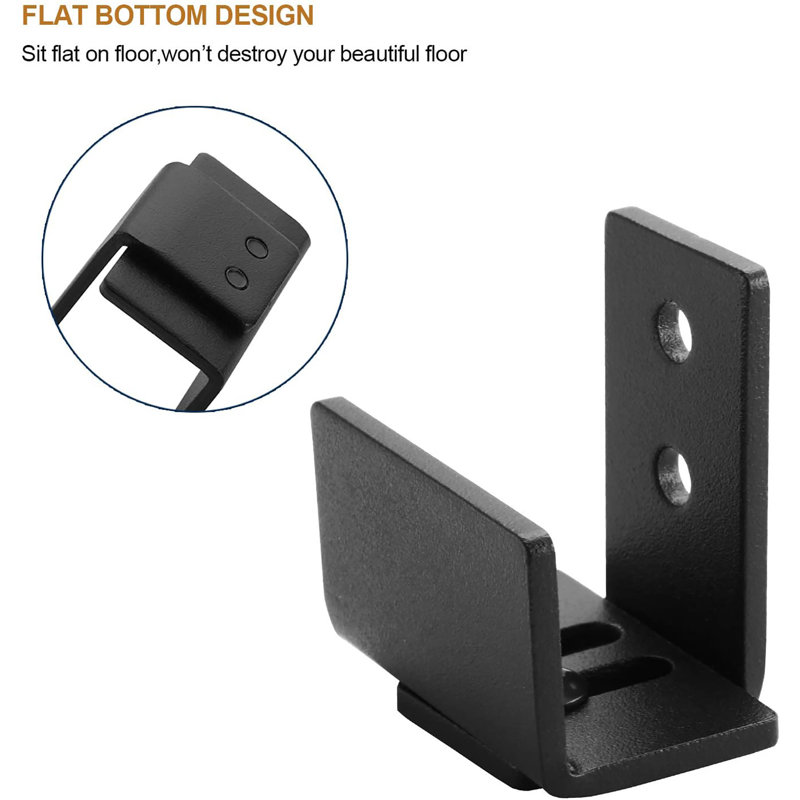 Adjustable Black Steel Wall Mount Sliding Barn Door Floor Guide
