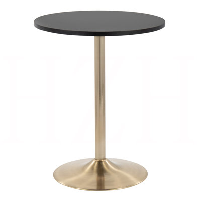 Table de salle à manger ou de bar réglable Contemporary Glam en métal doré et bois noir