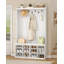 Coat Rack with Shoe Bench, Hall Tree with Shoe Storage for Hallway, 12 Open Compartments, Coat Rack Stand with Top Storage, 14 Hooks for Living Room, Entrence