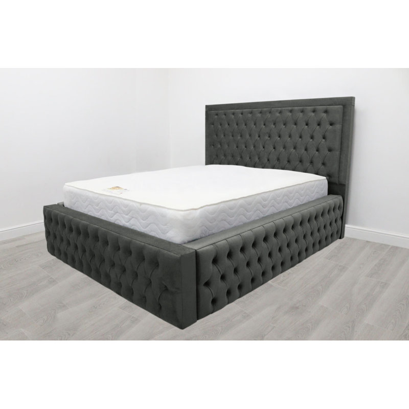 Charlierose Upholstered Velvet Bed, Kingsize (5'), Asphalt