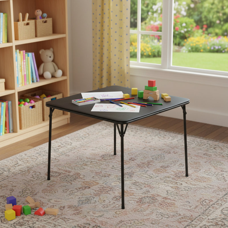 Table carrée pliante en bois et métal 34 po