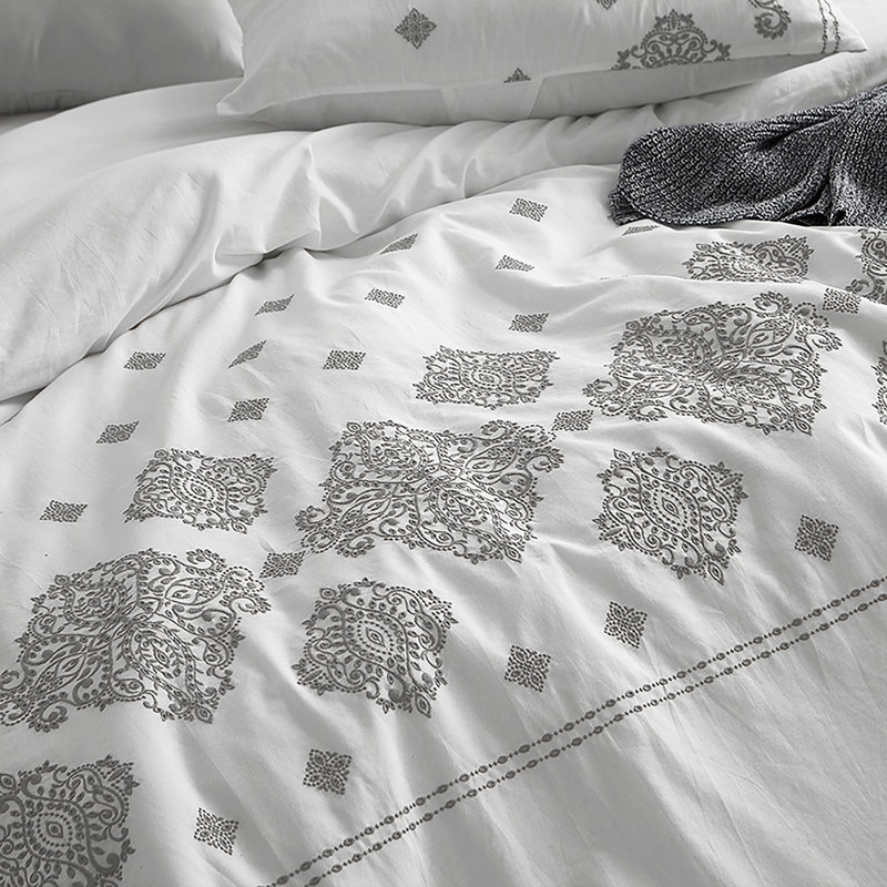 Ensemble d'édredon surdimensionné 100% coton Phineas Phineas, Gris, Édredon grand