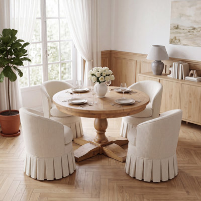 Linen Upholstered Barrel Chairs (Set of 2)