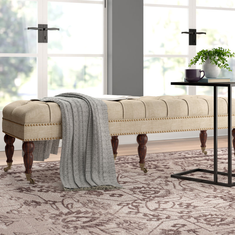 Niantic Linen Upholstered Bench, Beige
