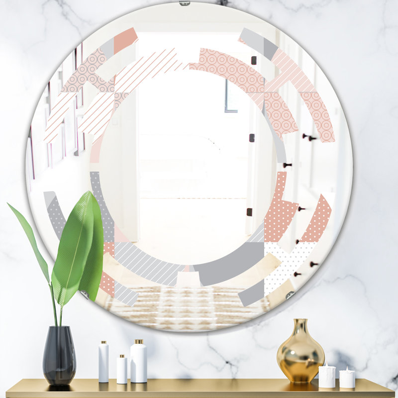 Miroir mural moderne sans cadre, 23,6 po x 23,6 po, Motif géométrique rond et texturé
