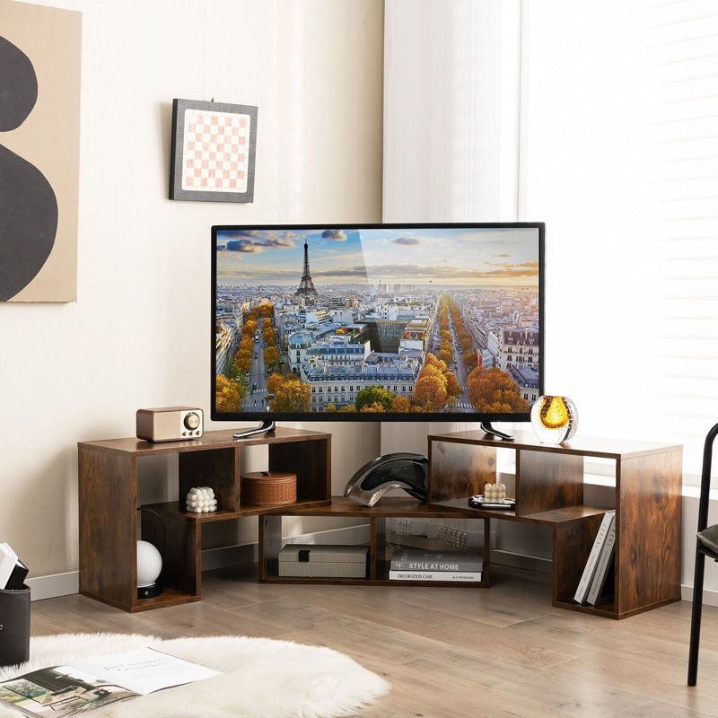 Aishvi TV Stand for TVs up to 65" Adjustable TV Stand Storage Shelves Living Room, Brown