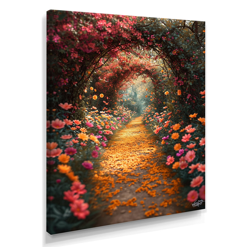 «Blossoming Pink Flowers», art mural, H 20 po x l 12 po x P 1 po, Toile avec cadre flottant noir