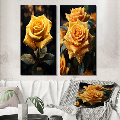 «Yellow Black Rose Elegance» - 2 pièces