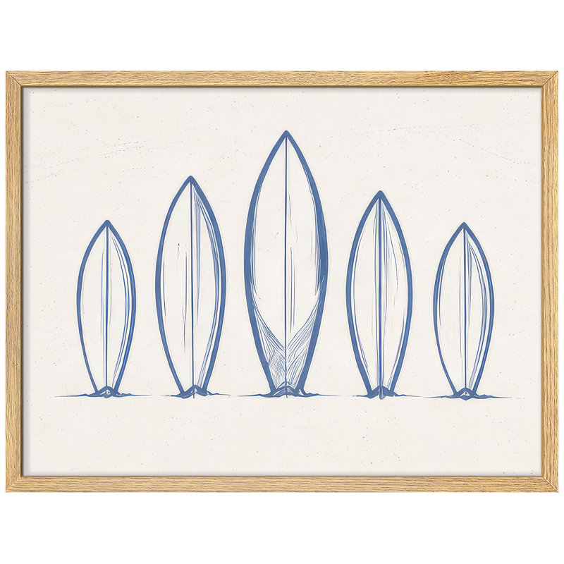 Planche de surf minimaliste, art mural encadré, conception côtière moderne pour le bureau du salon, H 8 po x l 10 po, Natural