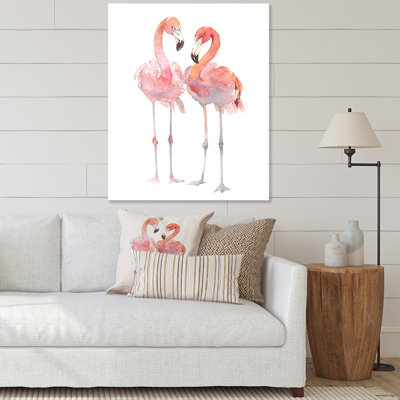 " Pink Flamingos On White II "