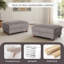 Modern Upholstered Faux Fur Square Ottoman(Set Of 2)-1767243941