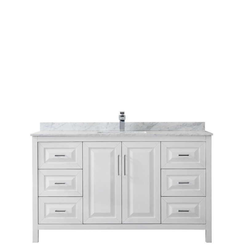 Daria 60" Single Bathroom Vanity Set, White, Polished Chrome, 60"