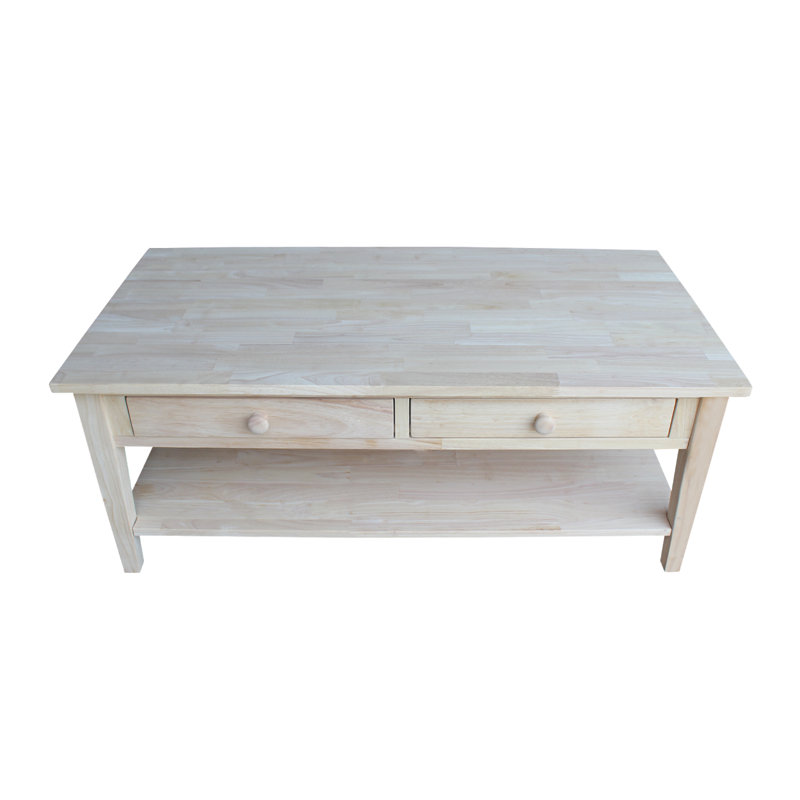 Tillar Solid Wood Coffee Table, Unfinished