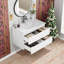 Meuble-lavabo mural Seren de 81 cm (32 pouces) en bois massif avec lavabo en céramique, double tiroir et système de fermeture amortie-116668896