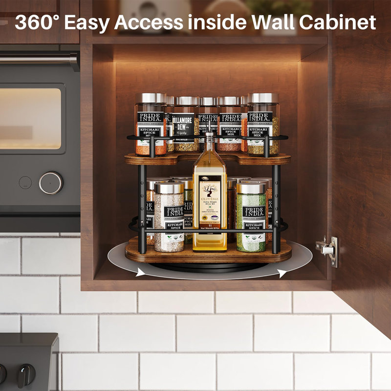 Lazy Susan Organizer Spice Rack, 10.3" H x 10" W x 8.3" D