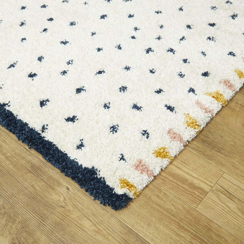 Warmley Polka Dots Shag Area Rug, Rectangle 4'4" x 6'