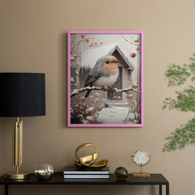 Christmas Holiday Art -Series 2-CDXXIV Framed Print - Solid Wood, Pink, 11" H x 9" W