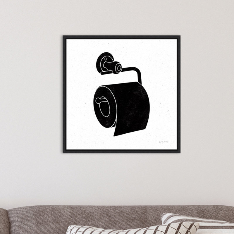 Reproduction d’art graphique sur toile, "bathroom V Black" par Becky épines