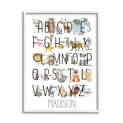 Patterned Animals Alphabet cmw-004 Personalized Wall Art