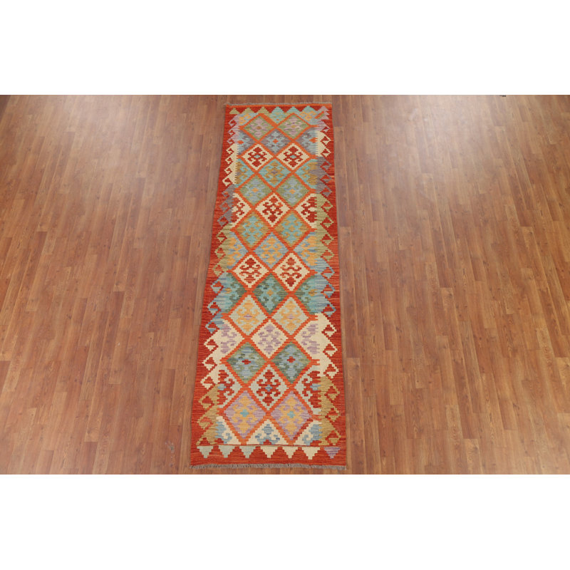 Kilim Reversible Wool Runner Rug 3x10