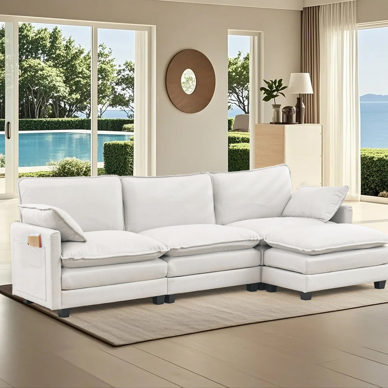 Canapé modulaire 4 pièces 4 pièces, Blanc / Blanc