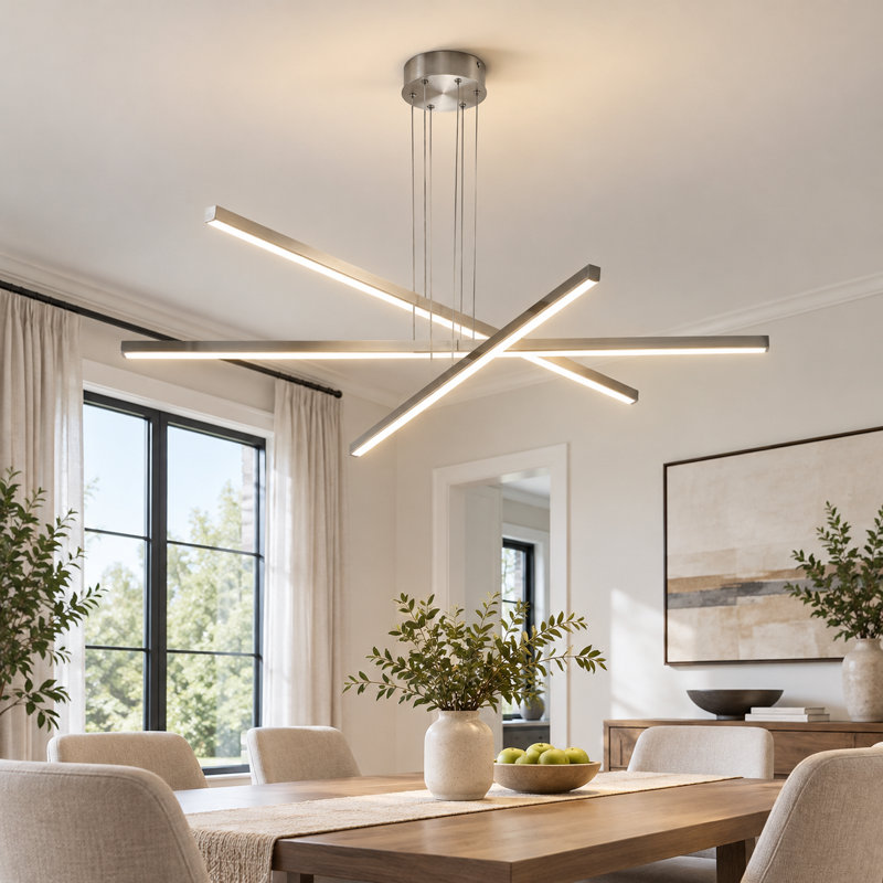 Luminaire suspendu en cristal à 6 lumières à DEL