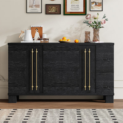 Buffet avec rangement, buffet en bois avec tablettes réglables et poignées dorées pour la cuisine, la salle à manger et le salon