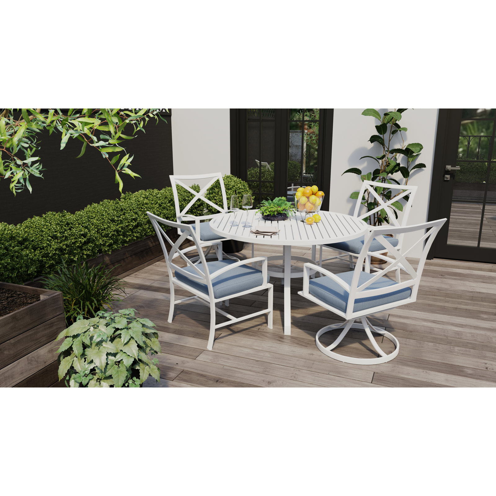 Bristol Swivel Sunbrella® Aluminum Patio Armchair, Canvas Flax Sunbrella® Canvas