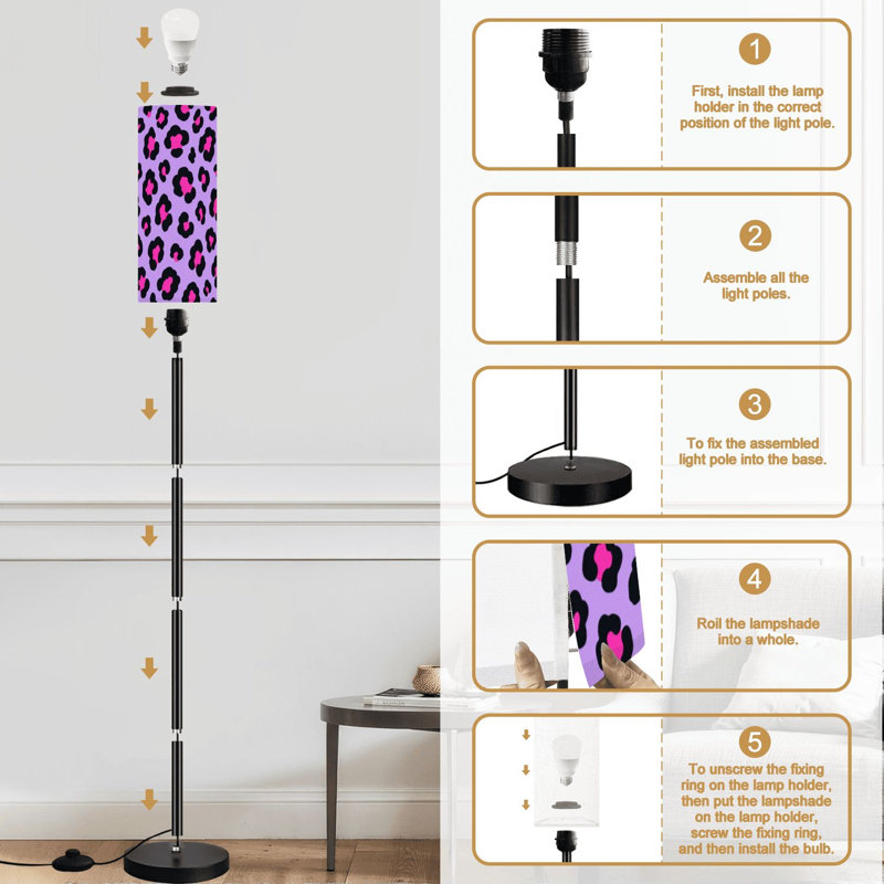 Lampe sur pied à imprimé guépard léopard coloré guépard sans soudure jungle exotique à intensité variable moderne avec télécommande interrupteur au pied ampoule abat-jour grand lampadaire pour salon chambre bureau