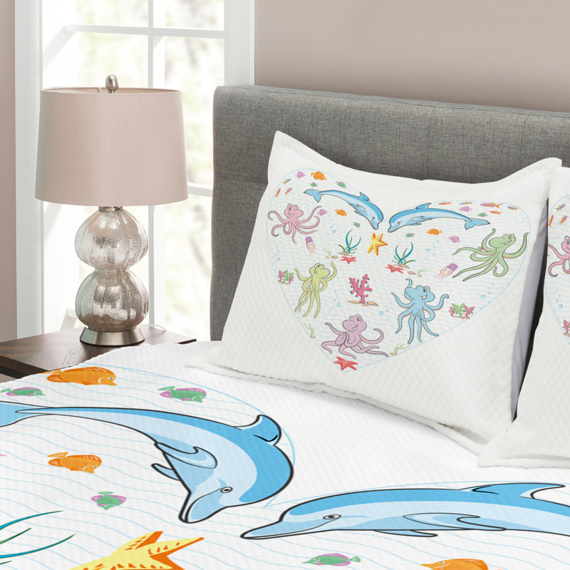 Abler White/Pink/Purple Bedspread Set, 220 x 264 cm