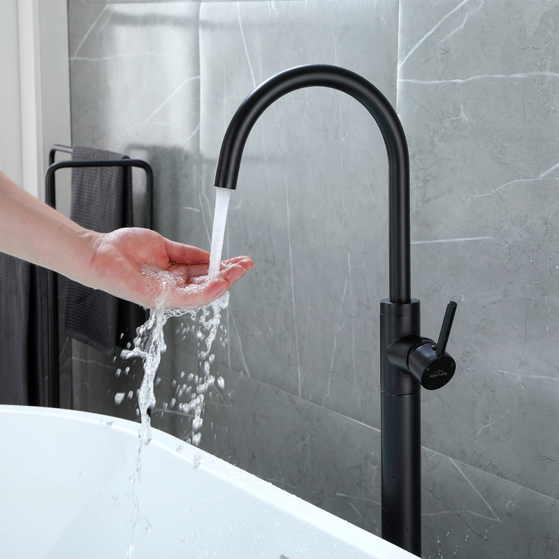 1 Handle Bathroom Freestanding Tub Filler, Matte Black