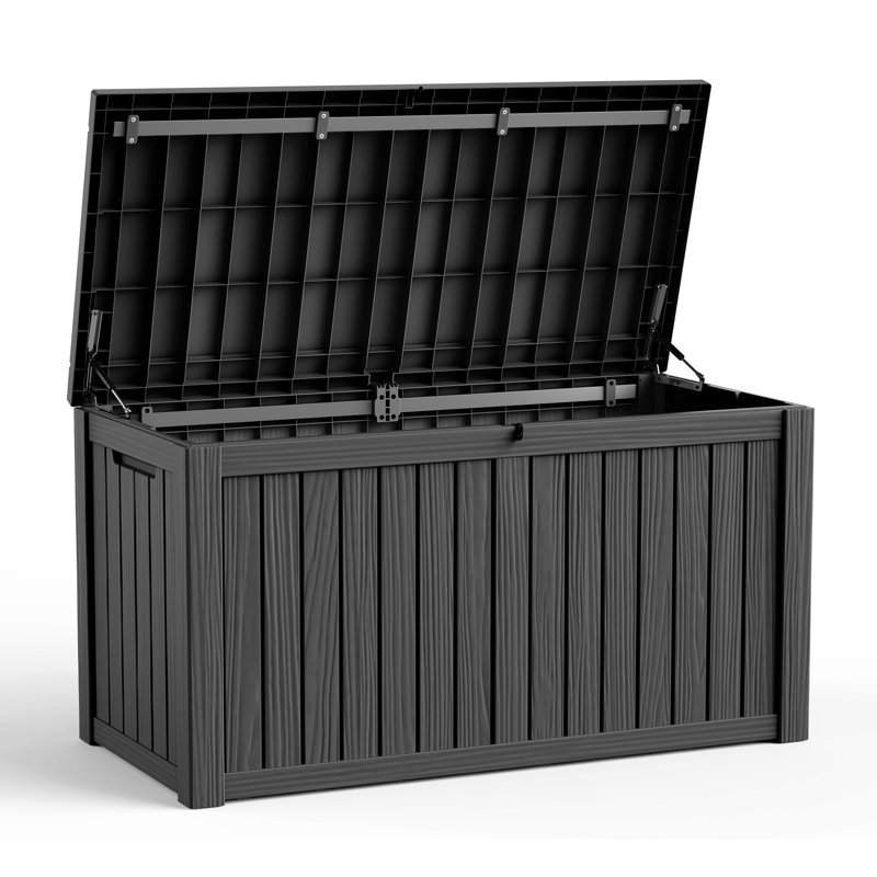 54.28"w 150 Gallon Outdoor Storage And Weather Resistant Resin Deck Box(Black), Black